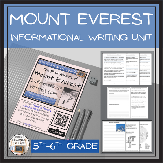 Mount Everest Informational Writing Unit | 5th Grade & 6th Grade