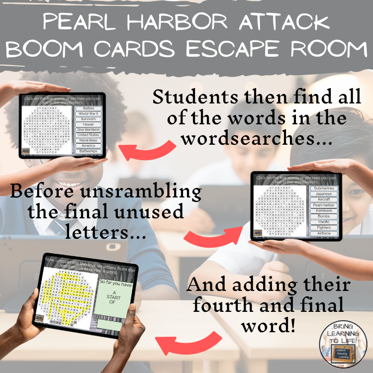Attack on Pearl Harbor BOOM Cards Escape Room | Digital ELA Reading Activity