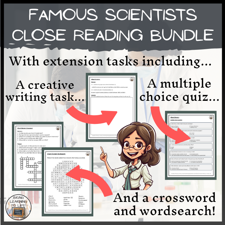 Famous Scientists Close Reading Comprehension Bundle | 5th & 6th Grade