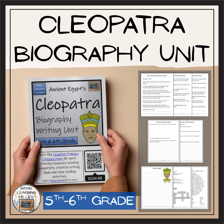 Cleopatra Biography Project & Writing Unit | 5th Grade & 6th Grade
