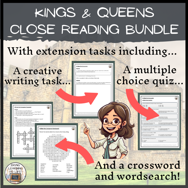 British Kings & Queens Close Reading Comprehension Bundle | 5th & 6th Grade
