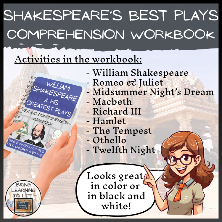 Shakespeare & His Greatest Plays Reading Comprehension Workbook | 5th-6th Grade