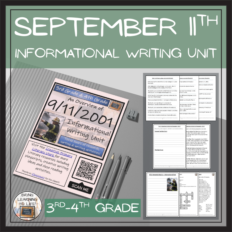9/11 Terrorist Attacks Informational Writing Unit | 3rd Grade & 4th Grade