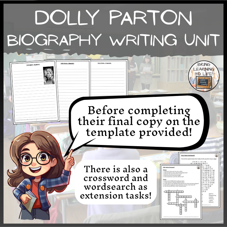 Dolly Parton Biography Writing Unit | 5th Grade & 6th Grade