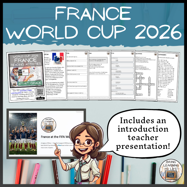 France World Cup 2026 Reading Comprehension Activities | 3rd–4th Grade