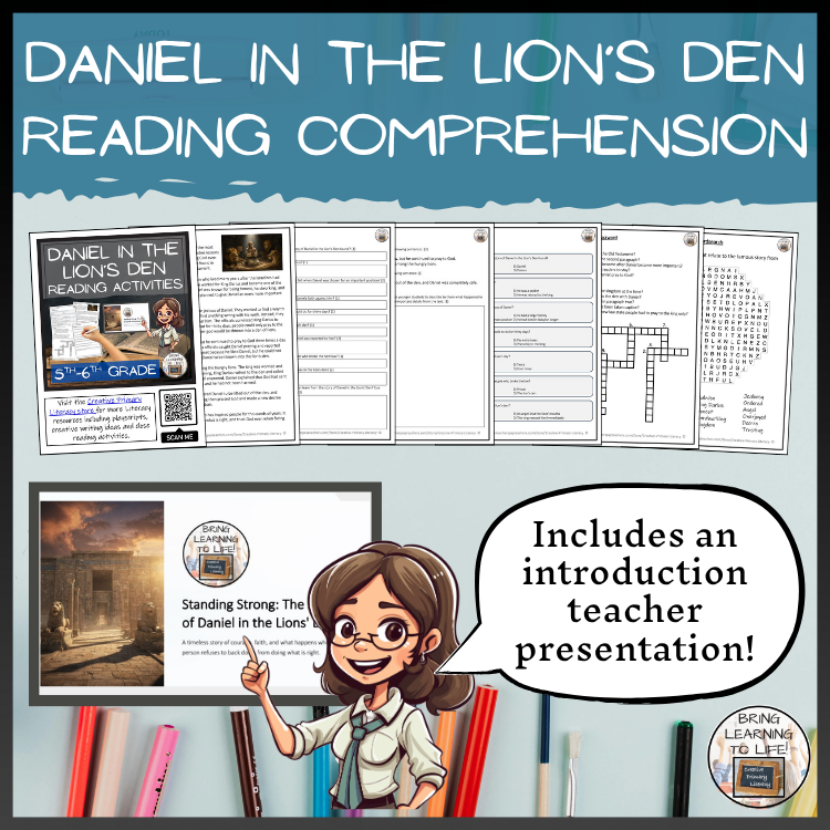 Daniel in the Lion's Den Close Reading Comprehension Activities | 5th-6th Grade