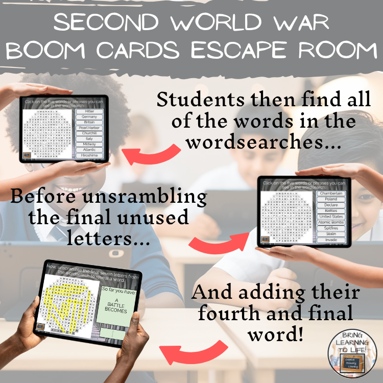 World War II BOOM Cards Escape Room | Digital ELA Reading Activity