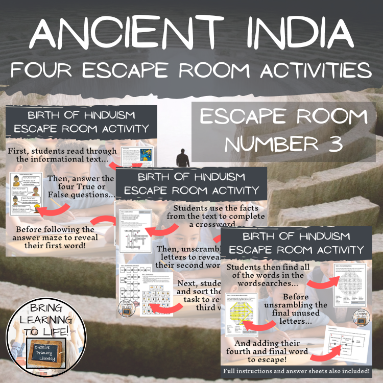 Ancient India Escape Room Activity Bundle | 5th & 6th Grade