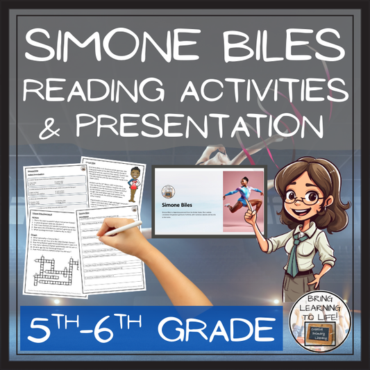 Simone Biles Close Reading Comprehension Activities | 5th Grade & 6th Grade