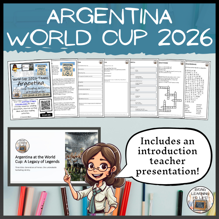 Argentina World Cup 2026 Reading Comprehension Activities | 5th–6th Grade