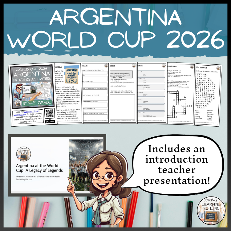 Argentina World Cup 2026 Reading Comprehension Activities | 3rd–4th Grade