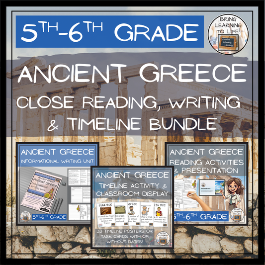 Ancient Greece Close Reading, Writing & Timeline Bundle | 5th-6th Grade
