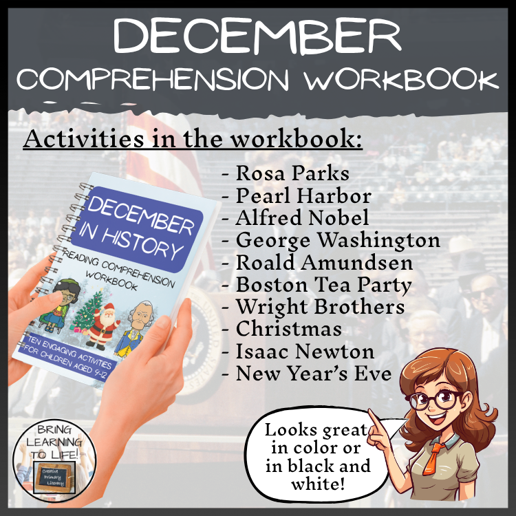 December in History Reading Comprehension Workbook | 5th-6th Grade