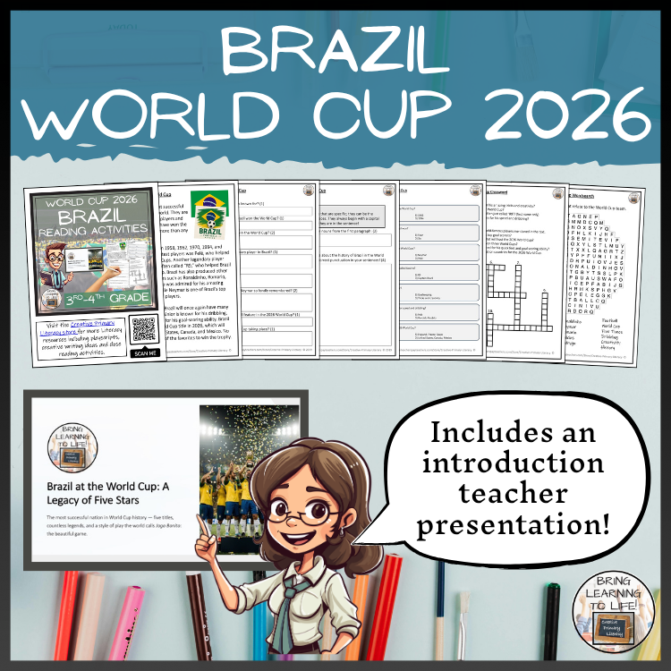 Brazil World Cup 2026 Reading Comprehension Activities | 3rd–4th Grade
