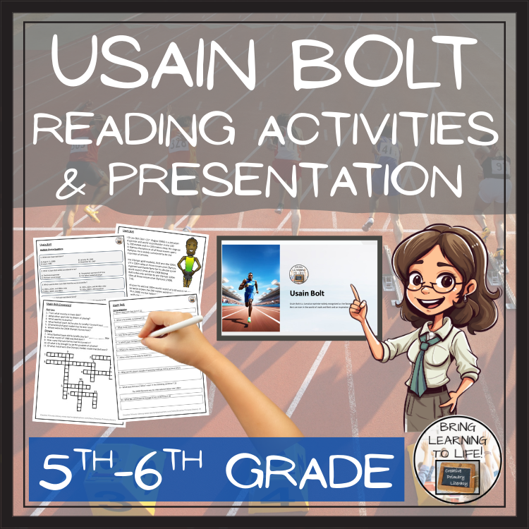 Usain Bolt Close Reading Comprehension Activities | 5th Grade & 6th Grade