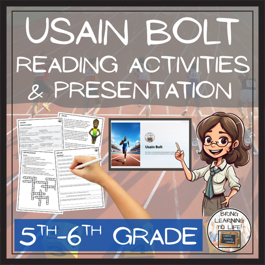 Usain Bolt Close Reading Comprehension Activities | 5th Grade & 6th Grade