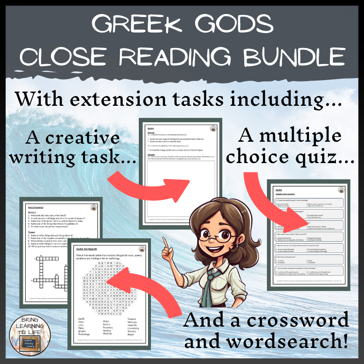 Gods of Ancient Greece Close Reading Activity Bundle | 5th & 6th Grade