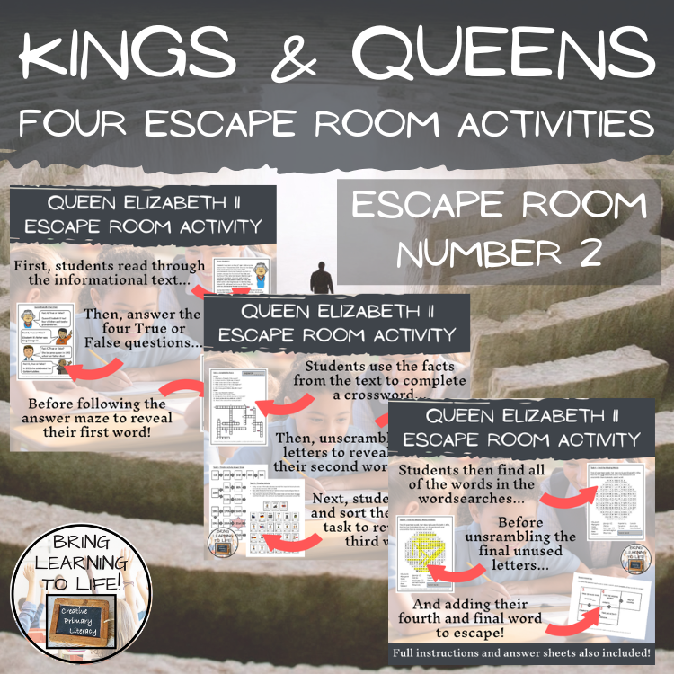 Kings and Queens of England Escape Room Activity Mega Bundle | 5th-6th Grade
