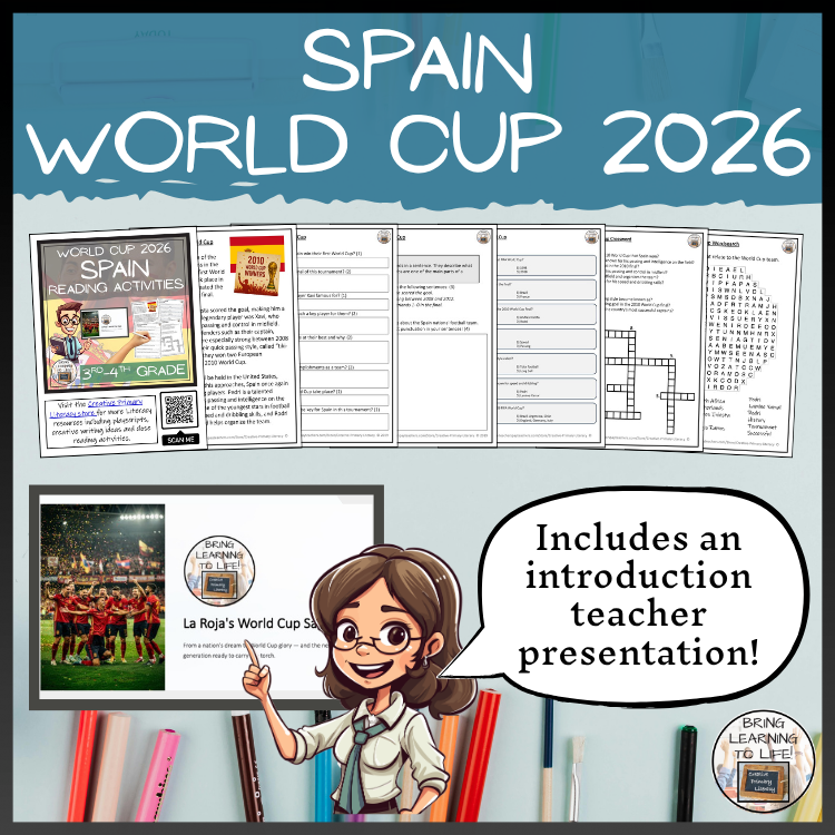 Spain World Cup 2026 Reading Comprehension Activities | 3rd–4th Grade