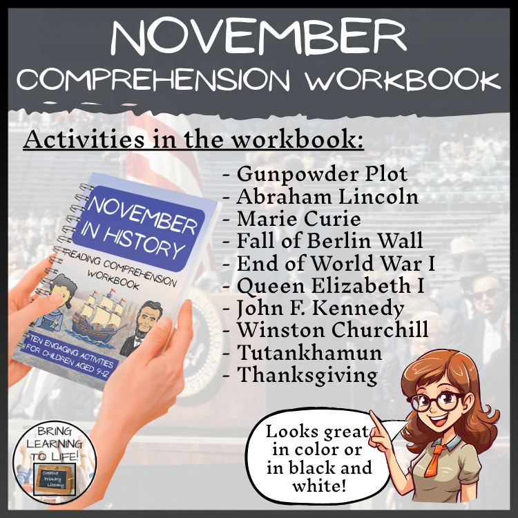 November in History Reading Comprehension Workbook | 5th-6th Grade