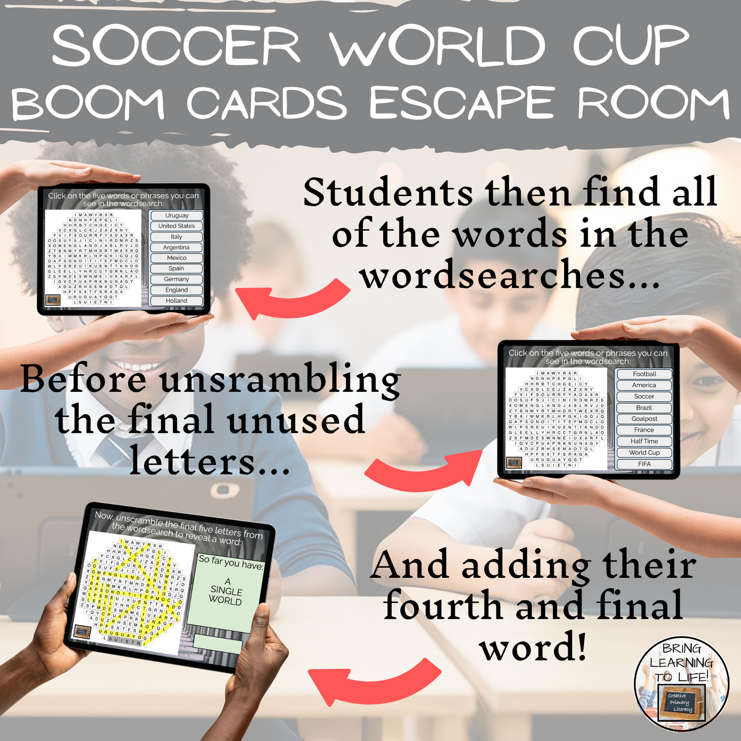 Soccer World Cup BOOM Cards Escape Room | Digital Reading Activity