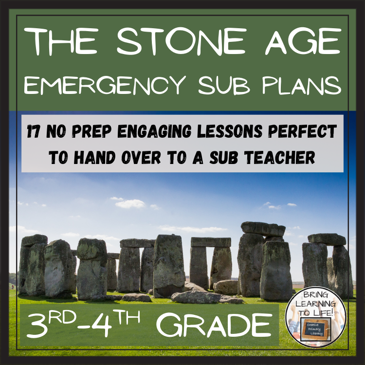 Emergency Sub Plans | Stone Age Bundle | 3rd Grade & 4th Grade