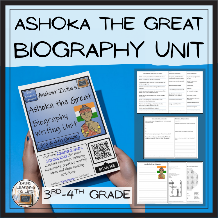 Ashoka the Great Biography Writing Unit | 3rd Grade & 4th Grade