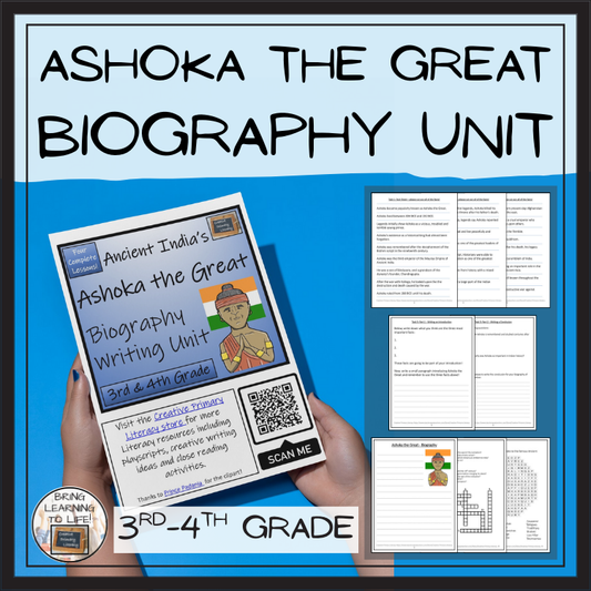 Ashoka the Great Biography Writing Unit | 3rd Grade & 4th Grade