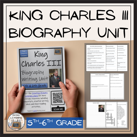 King Charles III Biography Project & Writing Unit | 5th Grade & 6th Grade
