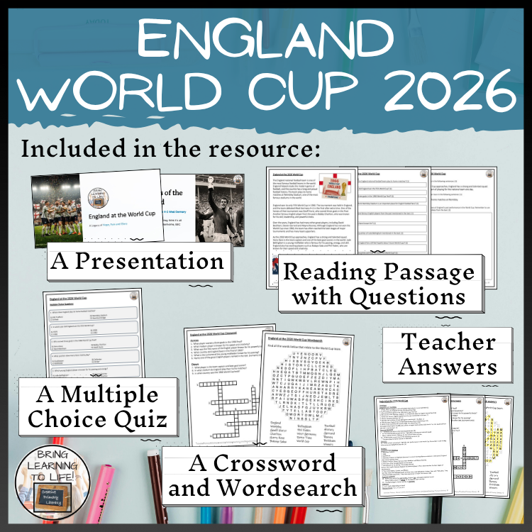 England World Cup 2026 Reading Comprehension Activities | 5th–6th Grade