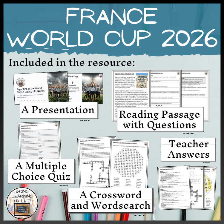 Argentina World Cup 2026 Reading Comprehension Activities | 3rd–4th Grade