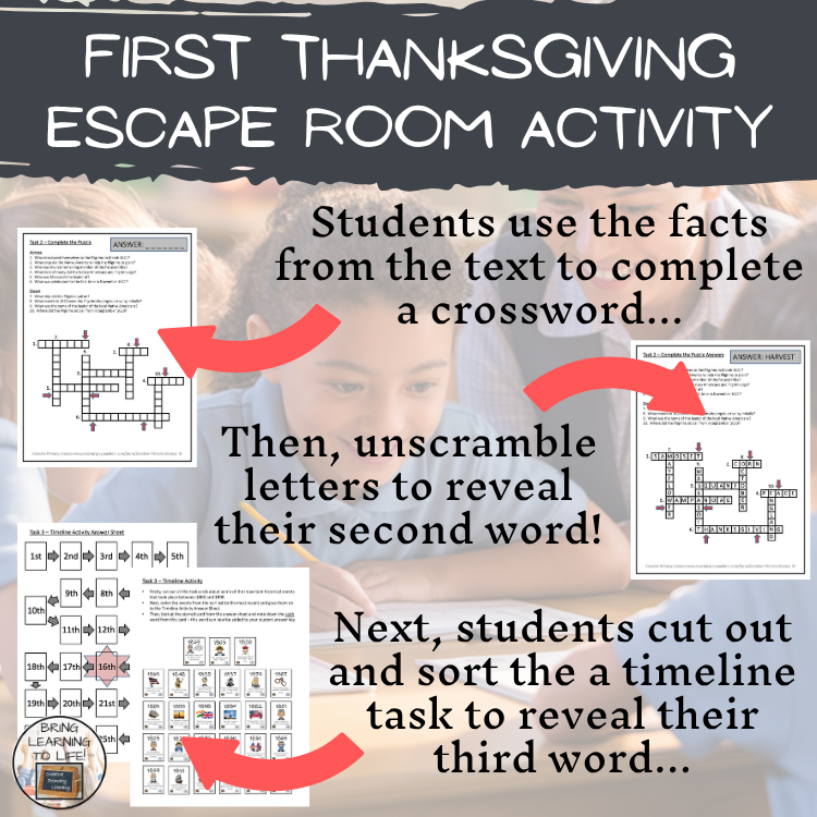 First Thanksgiving Escape Room | Social Studies & History Activity