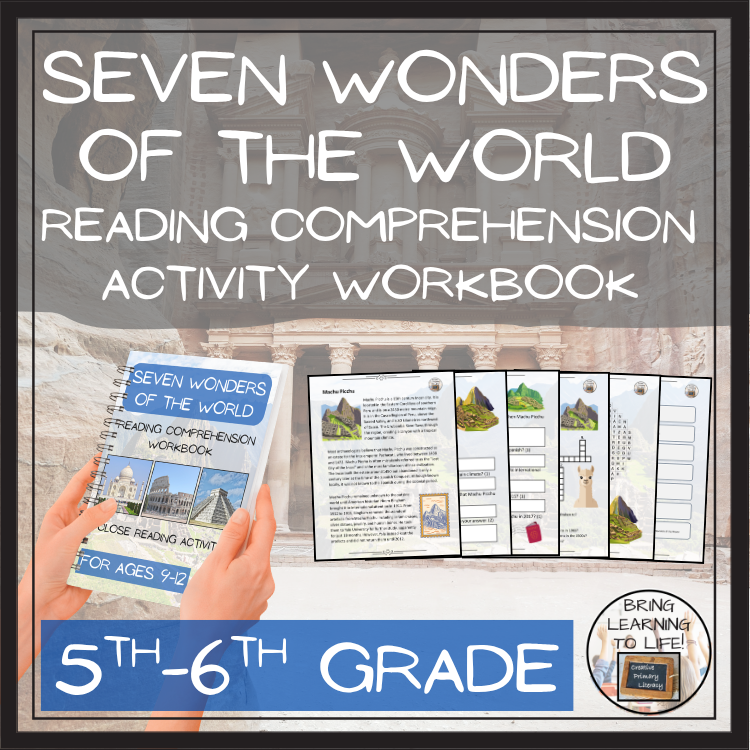 Seven Wonders of the World Reading Comprehension Workbook | 5th-6th Grade