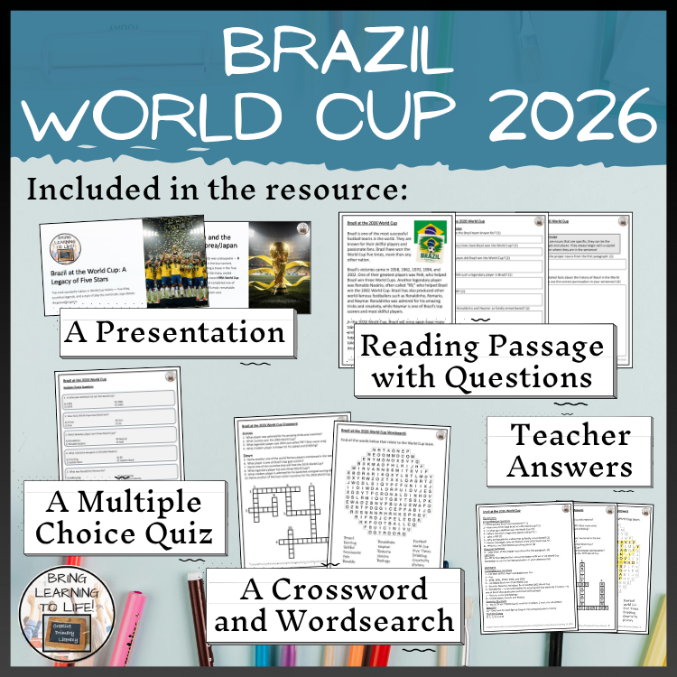 Brazil World Cup 2026 Reading Comprehension Activities | 3rd–4th Grade