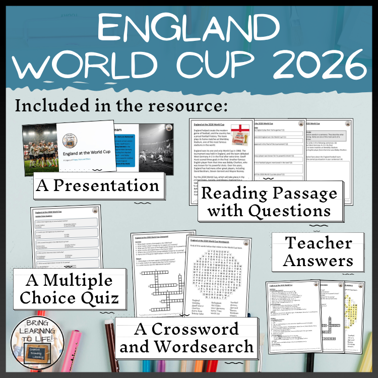 England World Cup 2026 Reading Comprehension Activities | 3rd–4th Grade