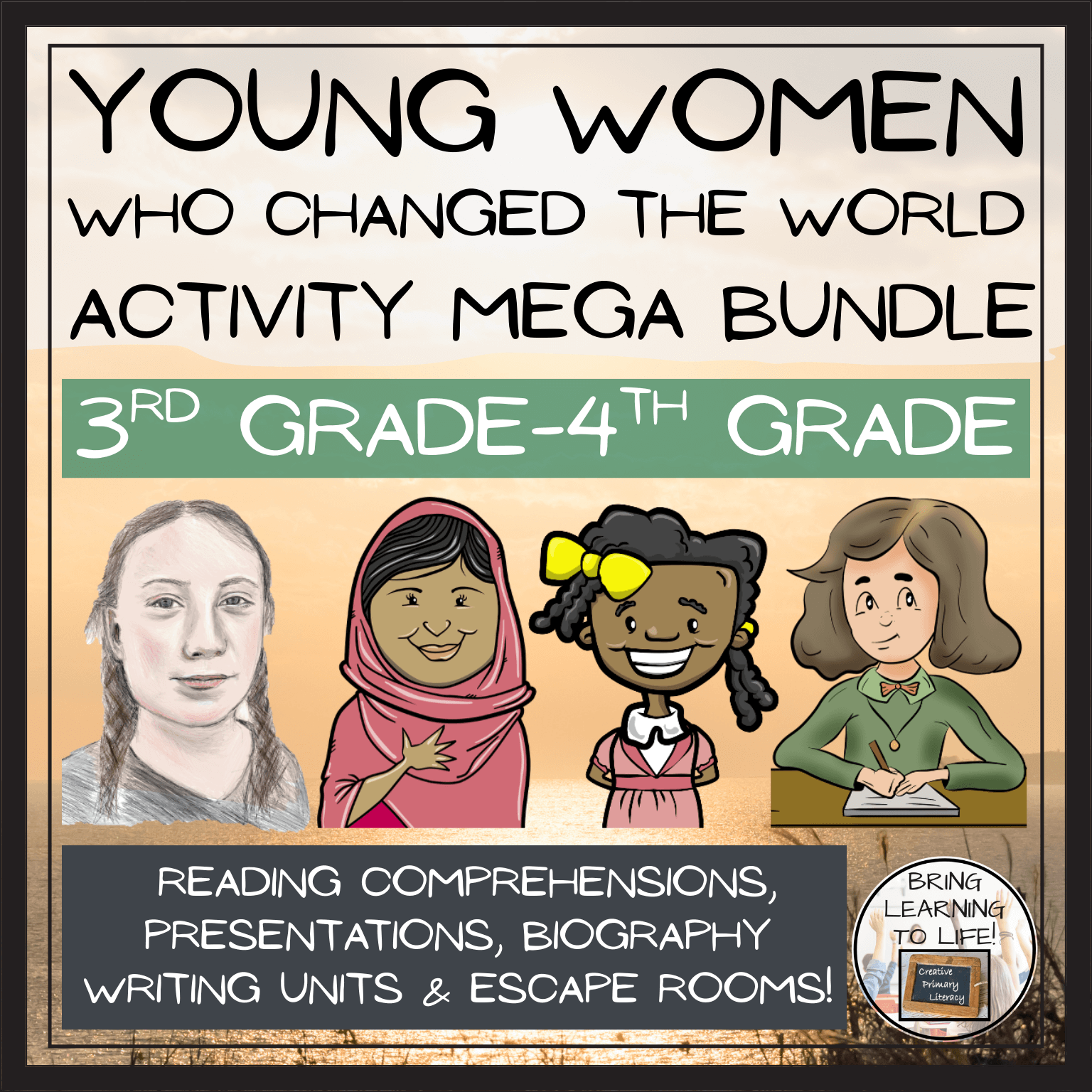 Young Women Who Changed the World Activity Mega Bundle for 3rd-4th Grade, featuring young women history activities.