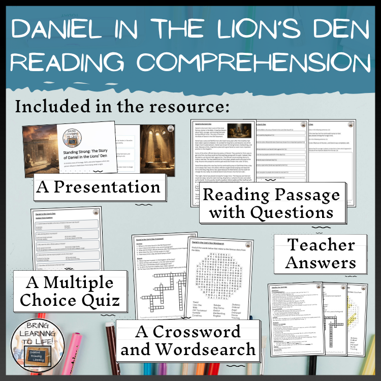 Daniel in the Lion's Den Close Reading Comprehension Activities | 5th-6th Grade