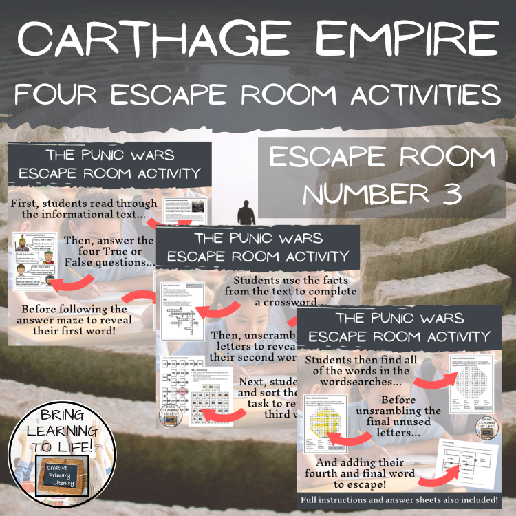 Ancient Carthage Escape Room Activity Bundle | 5th & 6th Grade