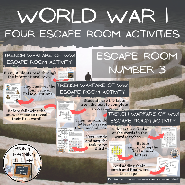 First World War Escape Room Activity Bundle | 5th & 6th Grade