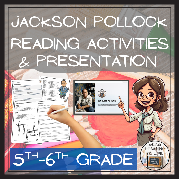 Jackson Pollock Close Reading Comprehension Activities | 5th Grade & 6th Grade