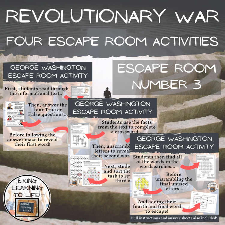 American Revolutionary War Escape Room Activity Bundle | 5th & 6th Grade
