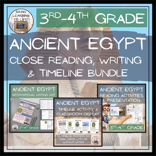 Ancient Egypt Close Reading, Writing & Timeline Bundle | 3rd–4th Grade
