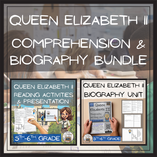 Queen Elizabeth II Close Reading & Biography Bundle | 5th Grade & 6th Grade
