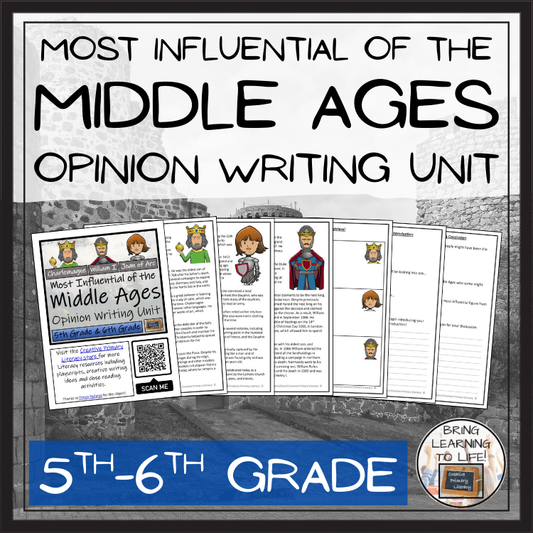 Most Influential Figure of Middle Ages Opinion Writing Unit | 5th & 6th Grade