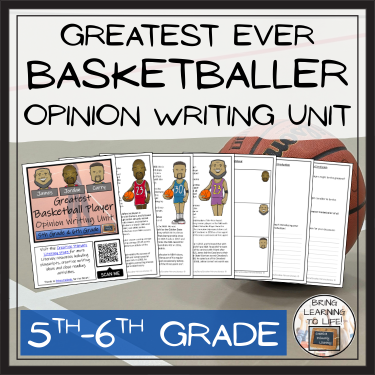 Greatest Basketball Player Opinion Writing Unit | 5th Grade & 6th Grade