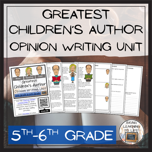 Greatest Children's Author Opinion Writing Unit | 5th Grade & 6th Grade