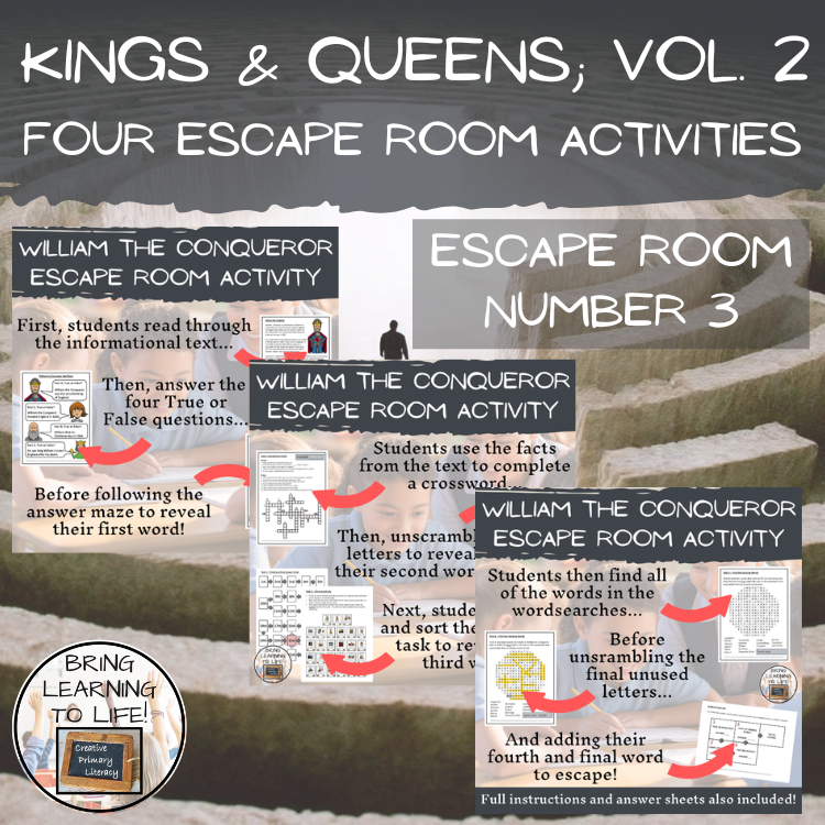 Kings and Queens of England Escape Room Activity Mega Bundle | 5th-6th Grade