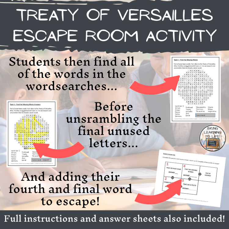 Treaty of Versailles Escape Room | Social Studies & History Activity