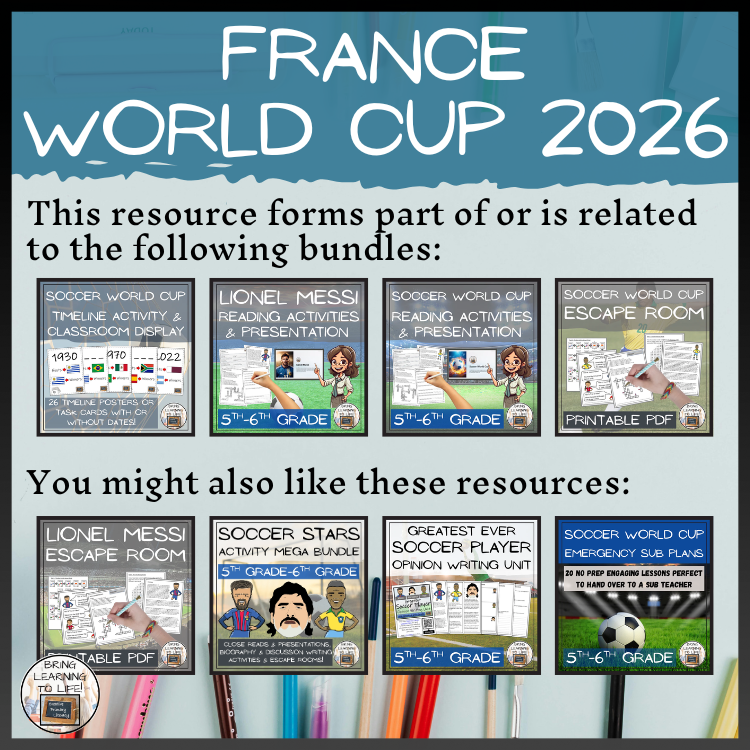 France World Cup 2026 Reading Comprehension Activities | 5th–6th Grade