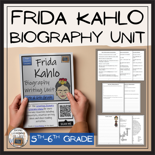 Frida Kahlo Biography Project & Writing Unit | 5th Grade & 6th Grade
